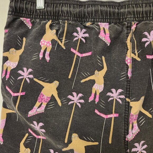Party Pants Board Shorts Skating Sloths Black Unique Multicolor Mens XL EUC - Picture 3 of 14